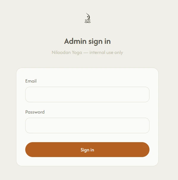 Admin sign-in screen — only admins table members can access